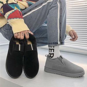 Bottes d'hiver en velours pour hommes, chaussures épaisses et antidérapantes en coton, Version coréenne, paresseux, neige décontractée