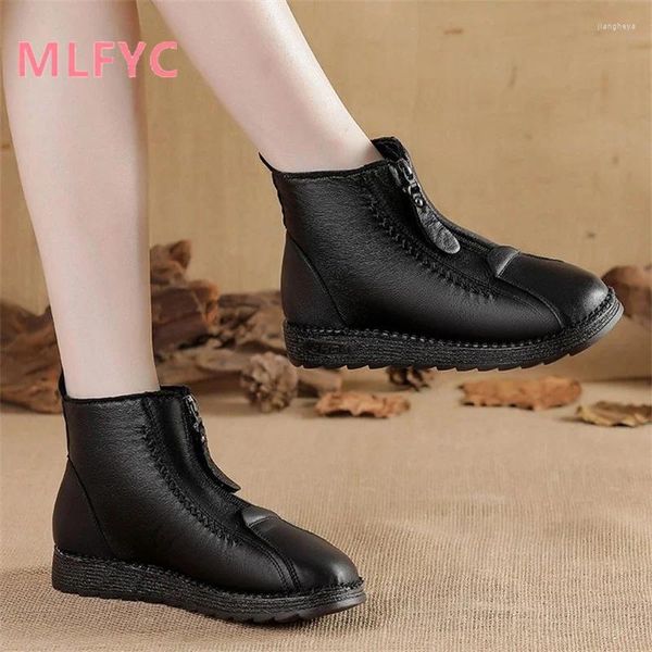 Botas de invierno de felpa y zapatos de algodón cálidos con fondo plano antideslizante versátil duradero minimalista casual de mujer