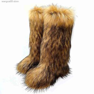 Bottes hivernales en peluche de genou bottes hautes femmes en peluche imitation fox fourn