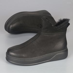 Bottes hiver fourrure de mouton tout-en-un neige hommes décontracté tout-match haut épaissi chaud cheville grandes chaussures en coton