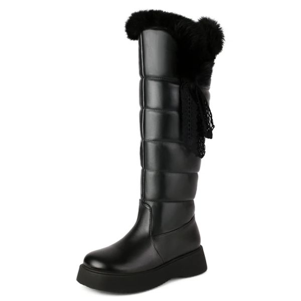 Bottes Chaussures d'hiver Faunque Boots de neige en peluche Femme Blanc Noir 2023 Fashion Casual Céde Talons Knee High Boot Dames confortable Afficulture