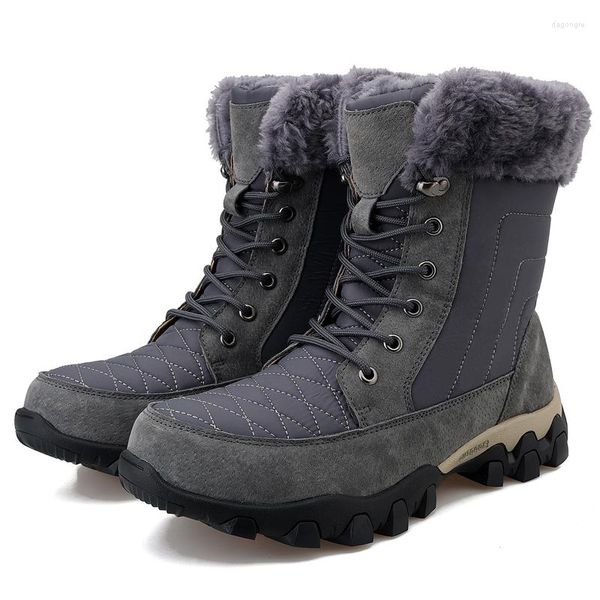 Botas invierno nieve hombres impermeable bota masculina zapatos cálidos al aire libre senderismo antideslizante 2022 negro gris