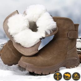 Bottes hiver épaissie laine travail chaussures de sécurité pour hommes embout en acier antidérapant sécurité mâle neige 231128