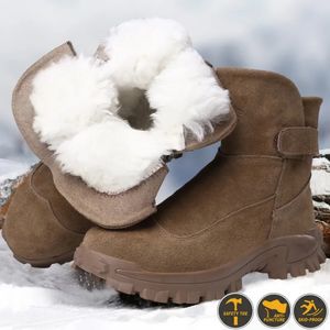 Botas de invierno zapatos de seguridad de trabajo de lana engrosada para hombres con puntera de acero antideslizante seguridad masculina nieve 231128