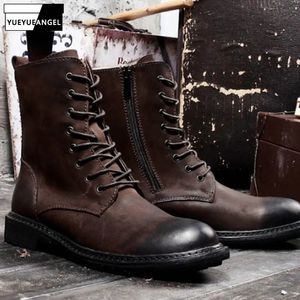 Laarzen Winter Vintage Werk Heren 3846 Britse Stijl Woestijn Militaire HighTop Lederen Sneeuwschoenen Mannelijke 231212