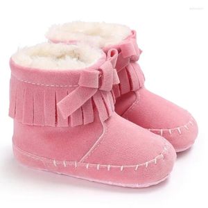 Bottes hivernales Chaussures chaudes filles Snow Shoes Fashion Bow Not Flatl Flat avec enfants moelleux