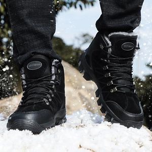 Laarzen winter warme bont pluche veiligheidsschoenen voor mannen outdoor casual sneeuw werk onverwoestbaar stalen teen herenschoenen