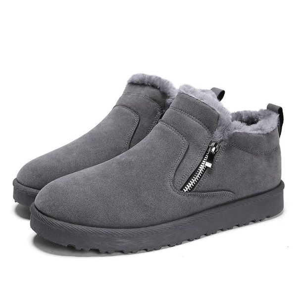 Botas de nieve cálidas de invierno para hombre, moda coreana informal, cómodos zapatos con cremallera de cabeza redonda, 2021