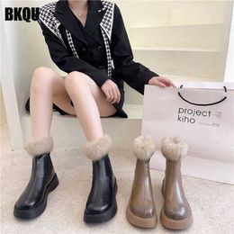 Bottes hiver chaud femmes neige cheville nouvelle semelle épaisse dames plate-forme fermeture éclair fourrure courte peluche appartements femme chaussures imperméable pluvieux 221215