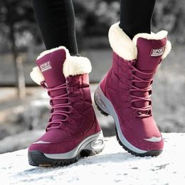 Bottes Hiver femmes bottes de haute qualité garder au chaud mi-mollet bottes de neige femmes à lacets confortable dames bottes Chaussures Femme 231207