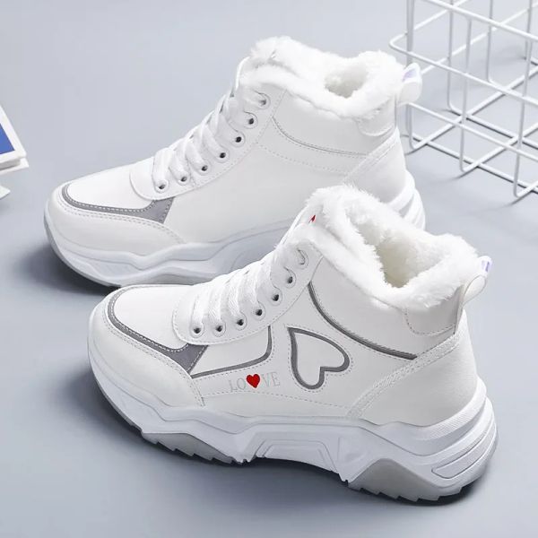 Botas Winter Women High Top Sneakers 2021 New Love Woman Plush Velvet calientes Casual zapatos Plataforma Femenina Sport Shoes Zapatillas Mujer