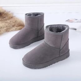 Botas de invierno para mujer, bota de nieve de tubo corto, zapatos cálidos de felpa para mujer, botines de tacón plano con punta redonda de ante, botines para mujer WSH4267 231007