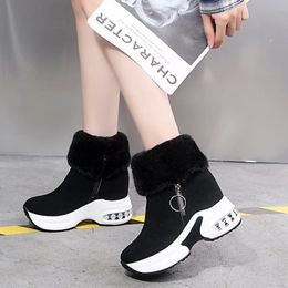 Botas inverno mulheres quentes tênis plataforma neve tornozelo feminino sapatos causais para senhoras laceup 231130