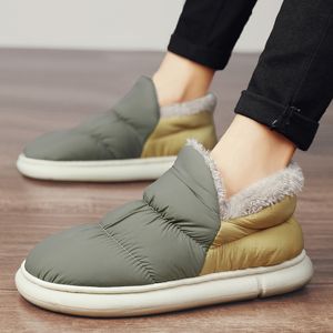 Botas de invierno para mujer beige Antideslizante Bloqueo de color azul-marrón Manténgase abrigado e impermeable Para mujeres Punta redonda Tobillo Barcos Hombres Damas Corto