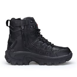 Bottes WinterAutumn Hommes Haute Qualité Marque Militaire En Cuir Force Spéciale Tactique Désert Combat Bateaux Chaussures De Plein Air Neige 221012