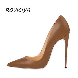 Boots Femme High Heels Chaussures pour femmes pompes 12 cm Chaussures de talons aiguilles pour femmes chaussures de mariage en cuir brun nue noire yg001 roviciya