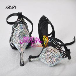 Boots Woman Standard Dance Shoes Brand Party Ballroom Latin Girl Sports Diamond Brown Brown High Quality Dancing Dost BD 211 Match