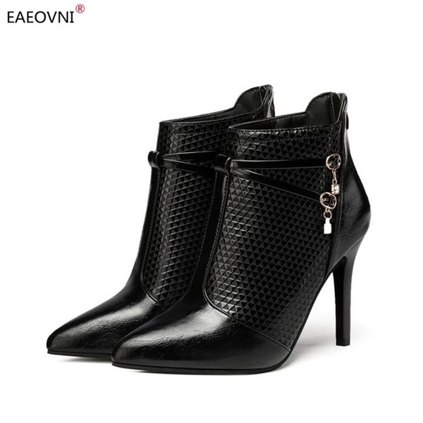 Bottes femmes 9.5 cm talon haut mode 42 grand pied nu extérieur décontracté semelle épaisse hiver chaud coton chaussures 220909