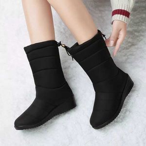 Botas Mujer Tobillo Abajo Nieve Impermeable Borla Zapatos de invierno Piel cálida Negro Mujer Botas Mujer 221215