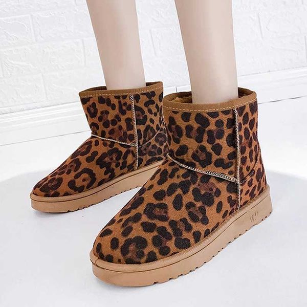 Botas Mujeres Australia Botas de nieve Botas de tobillo calientes para mujeres Slip de gran tamaño en leopardo Botas de invierno zapatos Mujeres Plushl0816