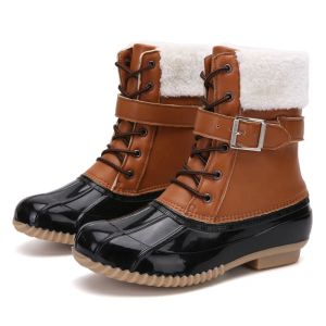 Botas Mujeres botas de moda botas de pato impermeables botas de lluvia de algodón acolchado mujer de tobillo botas de nieve para mujeres botas de invierno talla grande