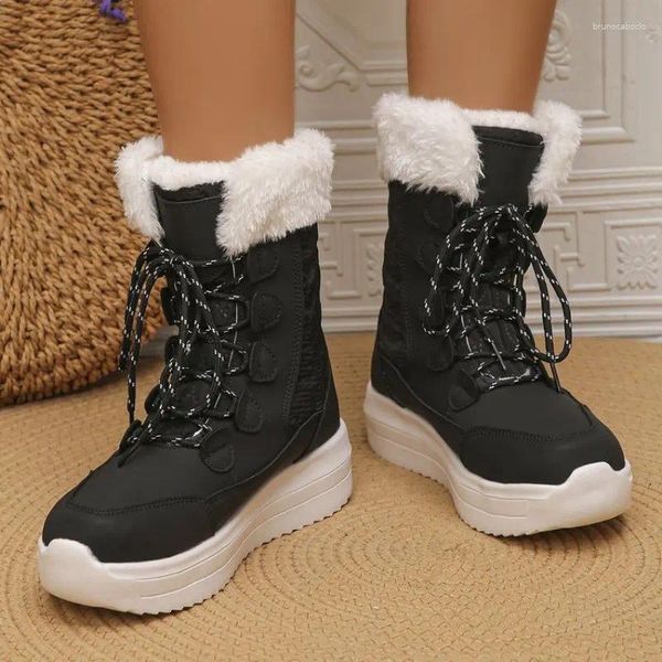Boots Women Classic Snow Winter Chaussures chaudes Plateforme à la main Femmes Ankle Taille 42 Bootages de style anglais