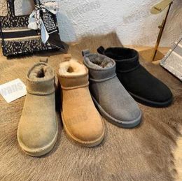 Laarzen dames klassiek ultra mini laars platform kastanje sneeuw mat fur suede schapenvacht wol comfort winter herfst ontwerper enkel laarsjesuGG dfgdg23