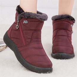 Botas Mujer moda impermeable nieve para invierno zapatos Casual ligero tobillo Botas Mujer cálido negro 220928