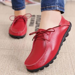 Boots Femmes Flats Chaussures Low talon Mocasins Femme Ballet Saufrias Sauveaux Lace Up Femme Chauffes Loafers Footwear Zapatos de Mujer