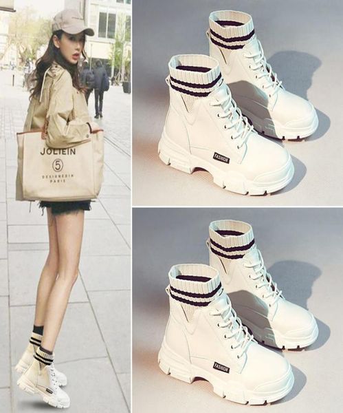 Boots Women Girl Martin Snow Boots coréen British Style Femme Sneakers en cuir Tendance des femmes décontractées 2108049601603