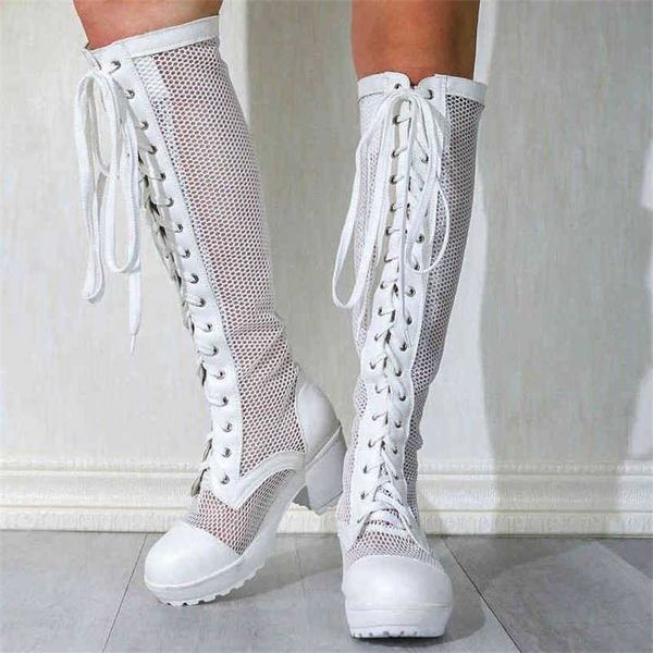 Bottes femmes talons hauts mode chaussures d'été solides pour filles buse ronde longueur moyenne 220421