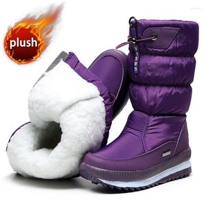 Bottes femmes haute neige hiver en peluche botte épaissie mode chaussure chaude imperméable anti-dérapant coton en gros