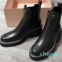 Laarzen Dames Martin Zwart Leer Dame Laarsjes Feest Bruiloft Cool Knight Chelsea Boot