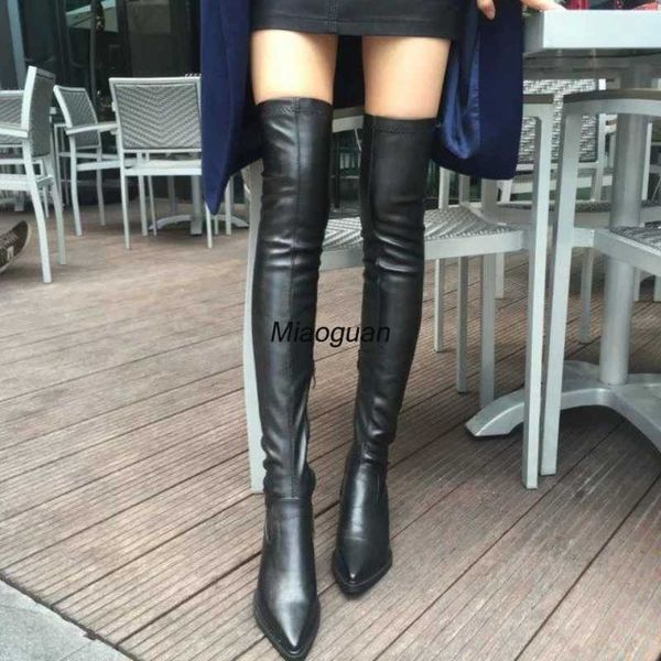 Botas Mujer Botas de moto PU en punta Color sólido Impermeable Antideslizante Sobre la rodilla Zapatos de mujer elegantes Moda sexy Muslo Bota alta Z0605