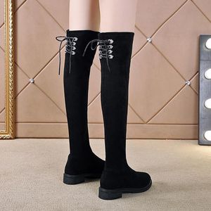 Boots Femme Nouveau 2020 Designer Thigh Heels High Sexy Automn Shoes Automne Round Toe Winter Footwear Fashion