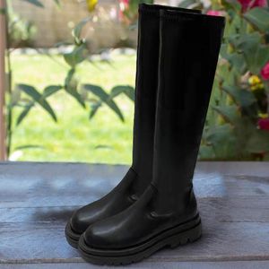 Laarzen vrouwen octrooi leer 2021 herfst winterschoen hoog hakplatform midden kalf laars voor solide kleur mode licht pu