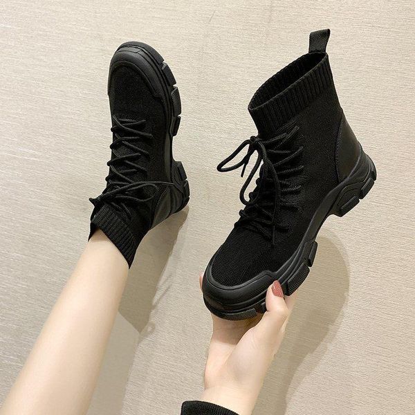 Botas de mujer 2023 invierno estilo coreano todo-fósforo botín elástico plano negro flaco corto moda mujer