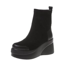 Boots Botas para mujeres 2022 Botines de invierno de otoño Chelsea Zapatos de plataforma corta Cadro elegante Tobillo Negro Envío gratis y bajo precio