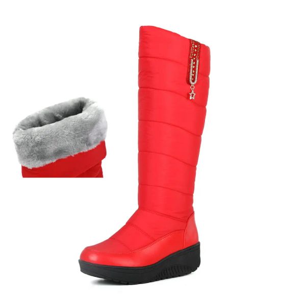 Boots Boot de neige des femmes en peluche épaisse en hiver chaude haute chaussure pour 30 degrés imperméables temps froid filles chaussures grandes taille 3544