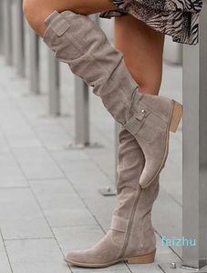 Bottes Bottes hautes en daim pour femmes, bottes basses de luxe de styliste d'hiver, bottes confortables et élégantes pour femmes