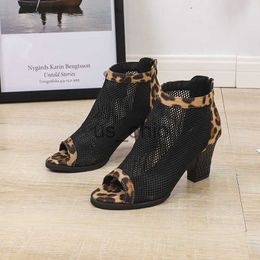 Bottes Sandales pour femmes chaussures pour 2023 bottines de luxe danse printemps été poisson orteil sexy femme élégante talon moyen maille épaisse mode J230919