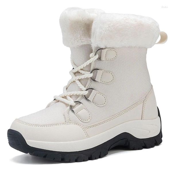 Botas de nieve para mujer, impermeables, cálidas, de invierno, venta directa, piel más gruesa, informales, zapatos de seguridad para el trabajo, plataforma, tobillo 42