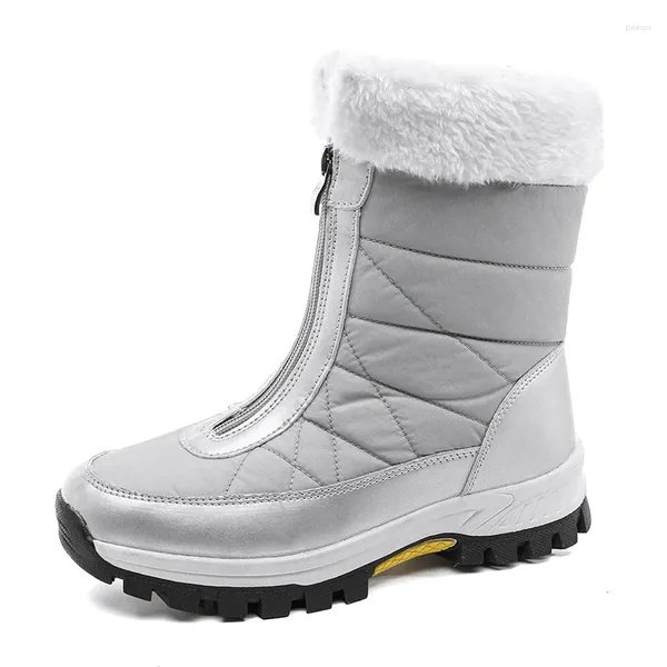 Bottes de neige antidérapantes pour femme, chaussures d'hiver concises pour l'extérieur, coupe-vent, imperméables, montantes, chaudes, en peluche, en coton