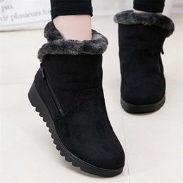 Bottes femmes neige fourrure pour fermeture éclair plate-forme chaussures imperméable cheville mode hiver Botas Mujer 221007