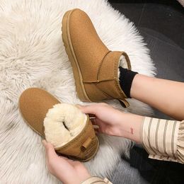 Boots Women Snow Fur Integrated's Winter met fleece dikke enkel Een paar katoenen schoenen voor 221215