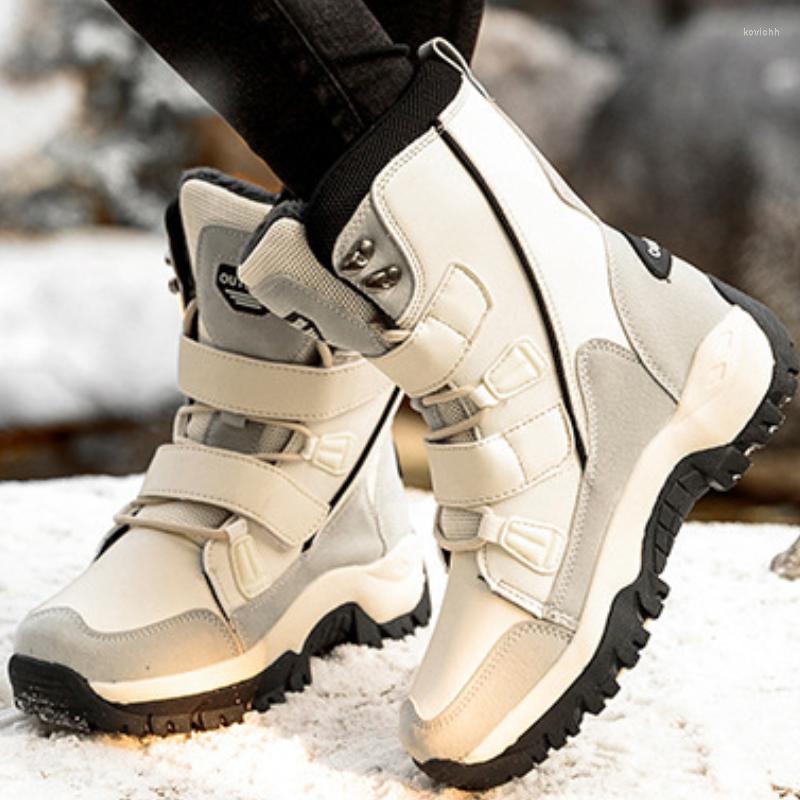 Bot kadınlar kalınlaşmış pamuklu ayakkabılar kış yüksek üst açık sıcak artı kadife yürüyüş kar kama boyutu botas nieve