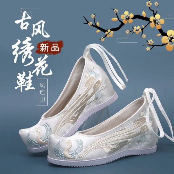 Botas Mujeres Estilo tradicional Chino Chino Antiguo Hanfu Hanfu Danza bordada Cosplay Botas cortas Calzado Antigüedad Oriental