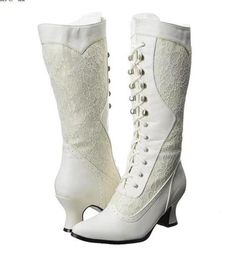 Bottes femmes victoriennes bout pointu mi-mollet bottes dentelle évider Punk à lacets étranges chaussures à talons hauts grande taille 230724