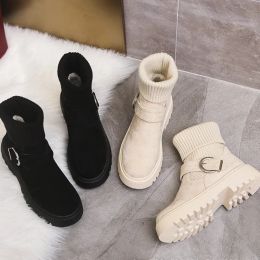 Boots Femmes Bottes de neige chaudes en daim Stretch Stretch dames chaussures coton chaussures hiver neuves Boots de cheville décontractés bottines pour femmes