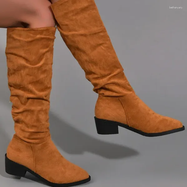 Bottes Femmes Western 2024 Hiver Style coréen rétro pointu de l'orteil